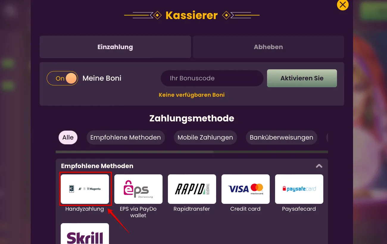 Bizzo Casino mit A1